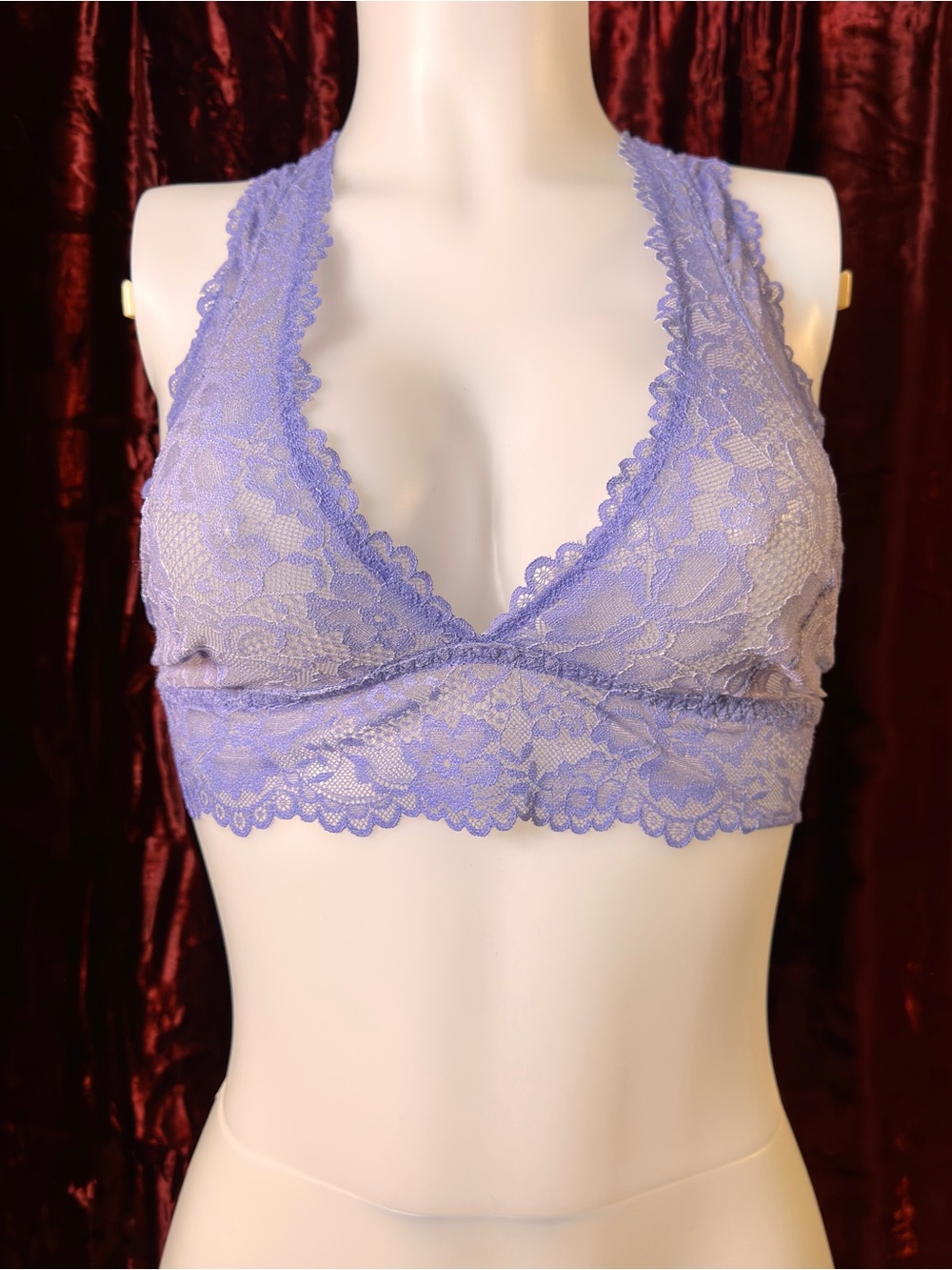 Savage X Fenty Lavender Floral Lace Racerback Bralette – Size M